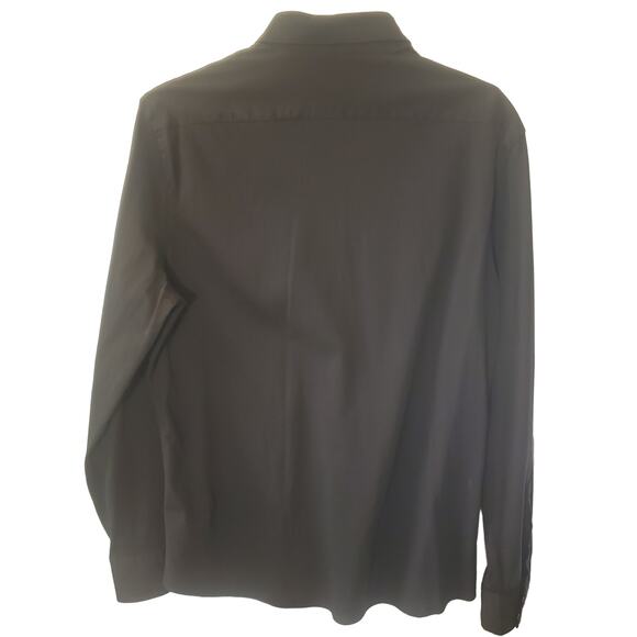 Express Black Long Sleeve Collared Pocket Button Up Dress Shirt Mens Size Medium - Picture 2 of 6